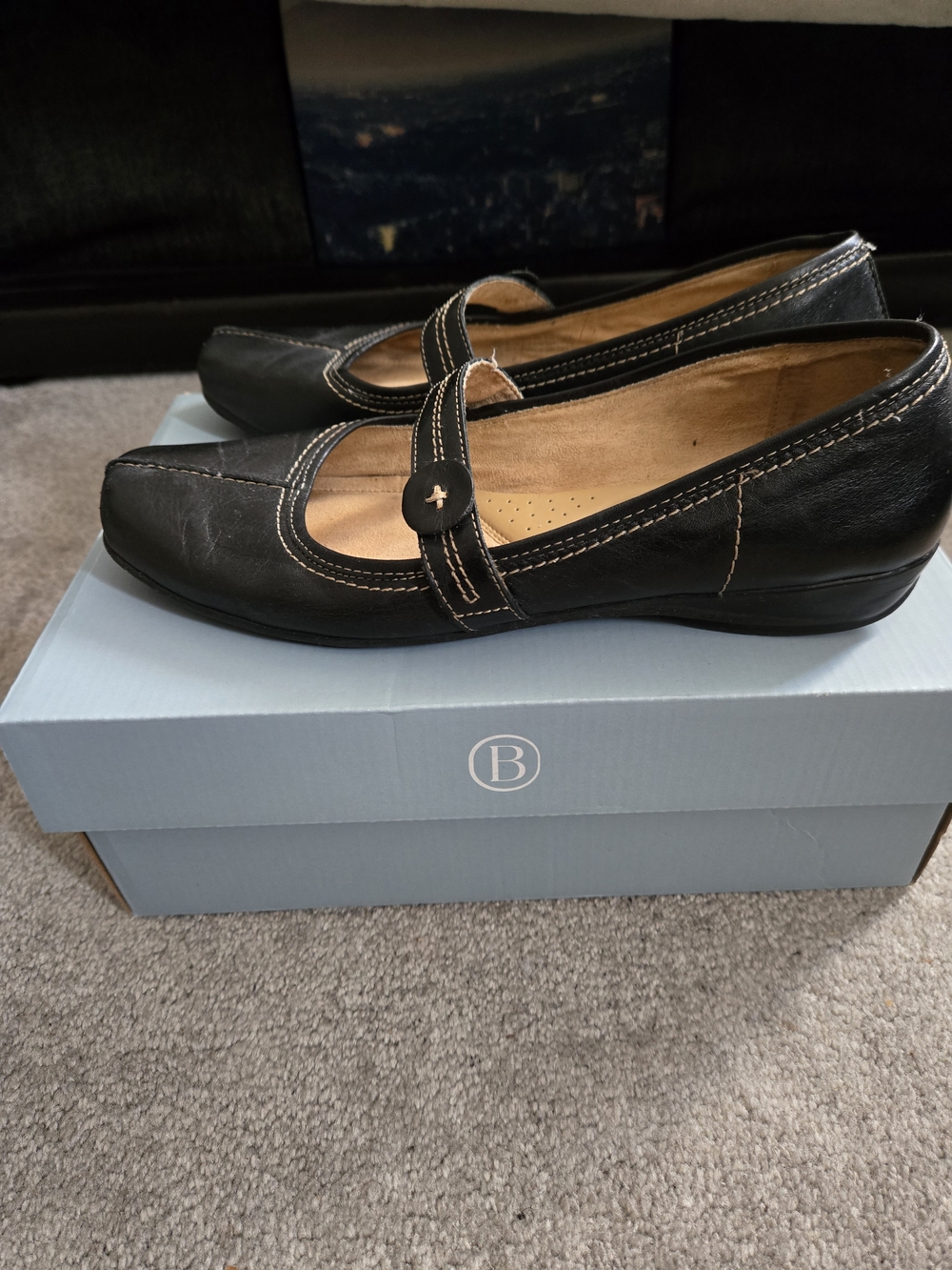 Naturalizer Women's Black Leather Mary Jane Flats Size US 9.5